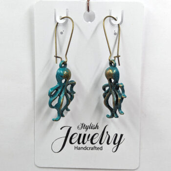 Antique Bronze Patina Octopus Vintage Style Earrings - Image 3