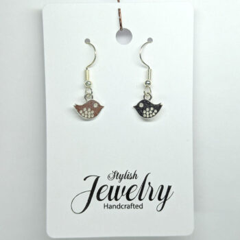 Small Partridge Bird Silver Earrings - Image 5