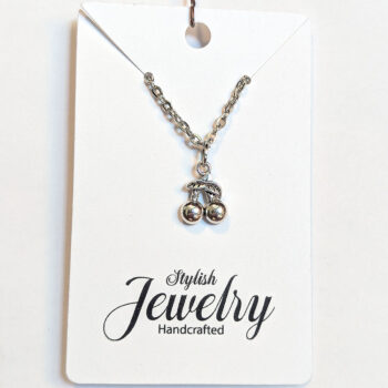 Dainty Silver Cherries Cherry on a Branch Charm Necklace - Image 5