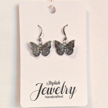 Delicate Butterfly Antique Silver Earrings - Image 4