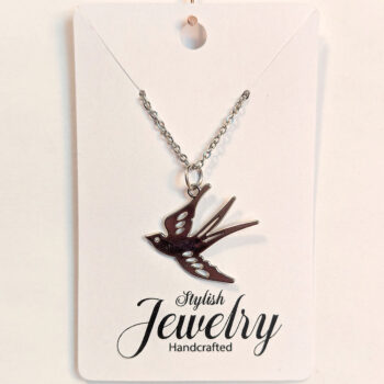 Hollow Silver Flying Sparrow Bird Necklace - Image 5