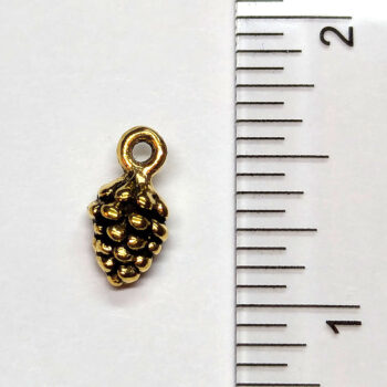 Small Dainty Pine Cone Charm Antique Gold - Image 2