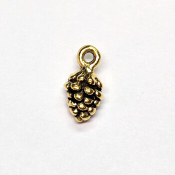 Small Dainty Pine Cone Charm Antique Gold