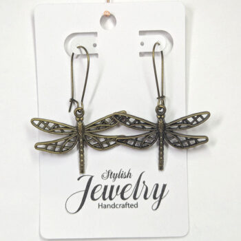 Hollow Cutout Dragonfly Earrings Antique Bronze - Image 4