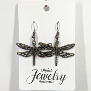 Hollow Cutout Dragonfly Earrings Antique Bronze - Image 5