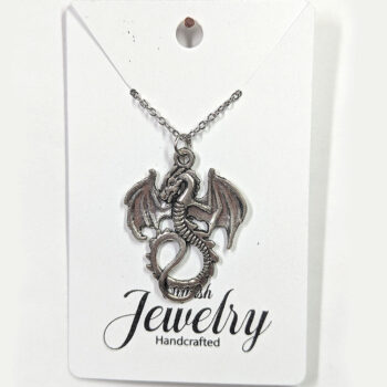 Antique Silver Dragon With Wings Pendant Necklace - Image 5