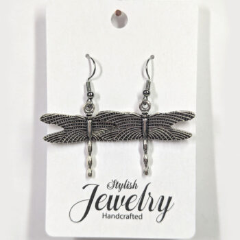 Antique Silver Flying Dragonfly Earrings - Image 5