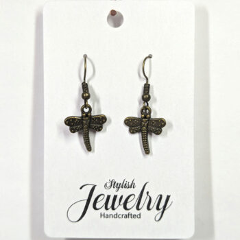 Antique Bronze Dainty Dragonfly Vintage Style Earrings - Image 6