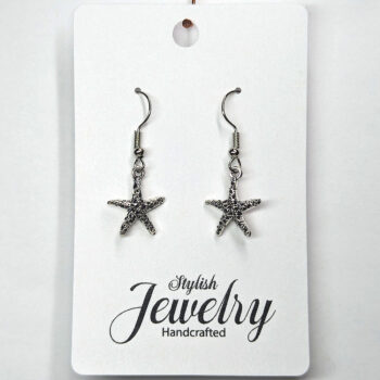 Antique Silver Textured Starfish Earrings - Image 5