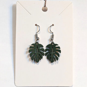 Green Monstera Leaf Earrings - Image 5