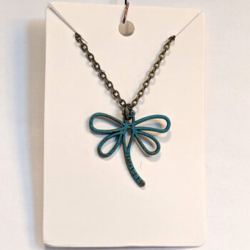 Hollow Antique Bronze Patina Dragonfly Curved Tail Necklace - Image 5