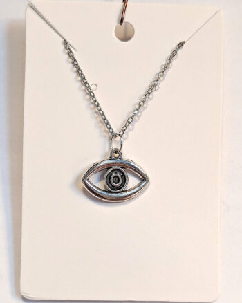 Hollow Oval Egyptian Eye of Horus Antique Silver Necklace - Image 5