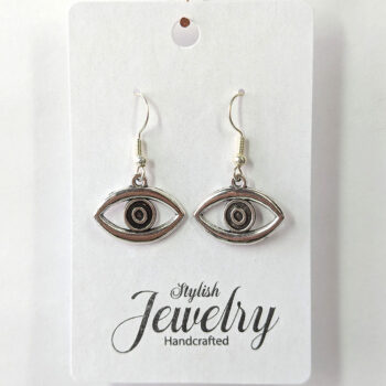 Silver Small Oval Egyptian Hollow Eye of Horus Earrings - Image 4