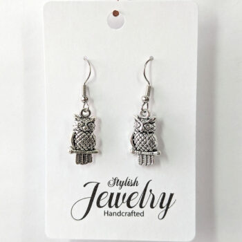 Antique Silver Small Owl on Branch Earrings - Image 5