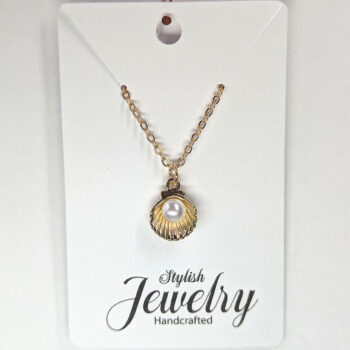 Gold Scallop Shell With Pearl Necklace - Image 5