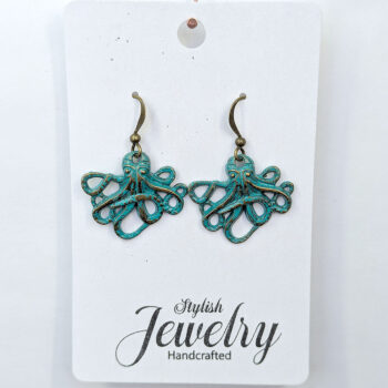 Octopus Antique Bronze Patina Earrings - Image 4