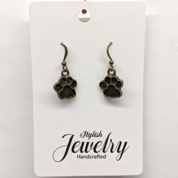 Dog Puppy Paw Prints Antique Bronze Earrings - Image 6