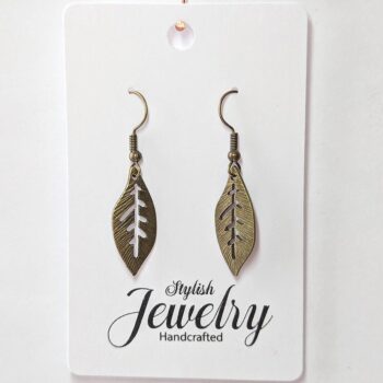 Hollow Veins Leaf Antique Bronze Earrings - Image 3