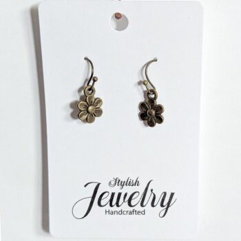 Antique Bronze Dainty Flower Earrings - Image 3