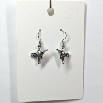 Hummingbird Bird Double Sided Silver Earrings - Image 4