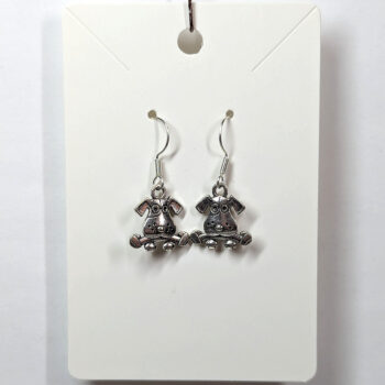 Cute Dog Puppy With Bone Antique Silver Earrings - Image 4