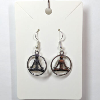 Silver Yoga Meditation Lotus Position Hoop Earrings - Image 4