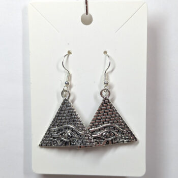 Egyptian Eye of Horus Silver Pyramid Earrings - Image 5