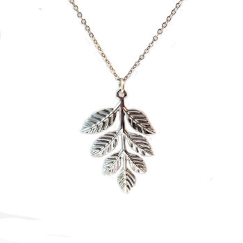 Leaf Branch Vintage Style Necklace Antique Silver