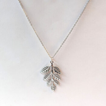 Leaf Branch Vintage Style Necklace Antique Silver - Image 3