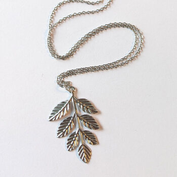 Leaf Branch Vintage Style Necklace Antique Silver