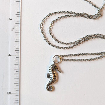 Antique Silver Seahorse Vintage Style Necklace - Image 2