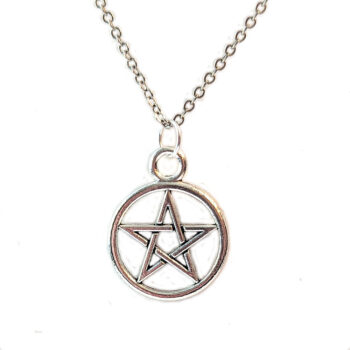 Antique Silver Hoop Pentagram Necklace