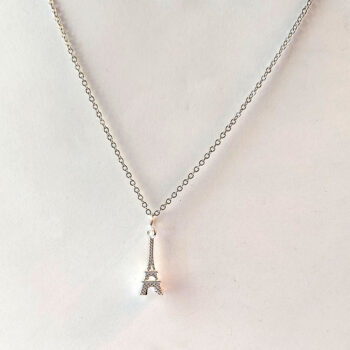 Silver 3D Eiffel Tower Pendant Necklace - Image 3