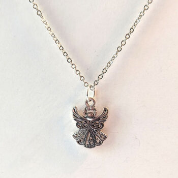 Hollow Silver Angel Pendant Necklace