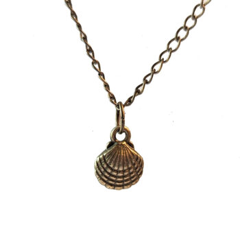 Antique Bronze Double Sided Scallop Shell Necklace