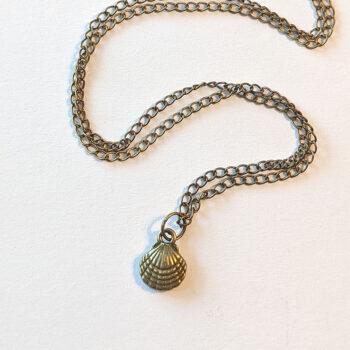 Antique Bronze Double Sided Scallop Shell Necklace - Image 2