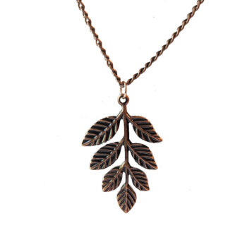 Leaf Branch Vintage Style Necklace Antique Copper