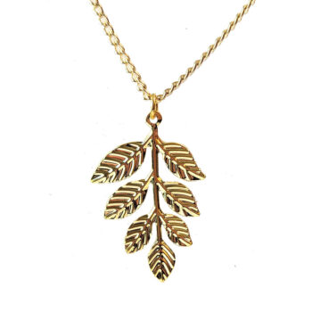 Leaf Branch Vintage Style Necklace Gold