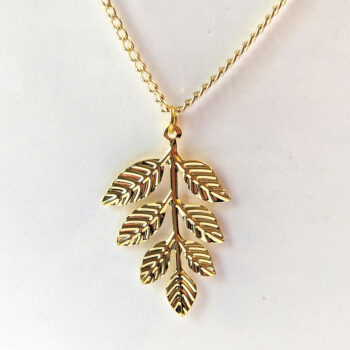 Leaf Branch Vintage Style Necklace Gold - Image 4