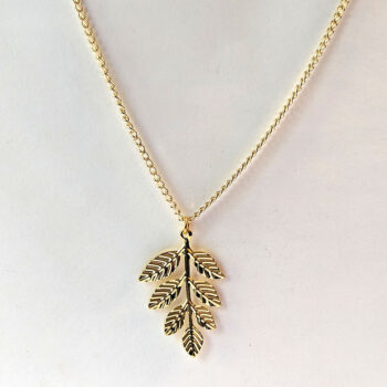 Leaf Branch Vintage Style Necklace Gold - Image 3