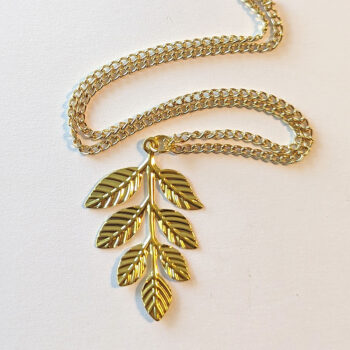 Leaf Branch Vintage Style Necklace Gold - Image 5