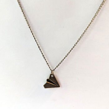 Origami Paper Airplane Pendant Necklace Antique Bronze - Image 4