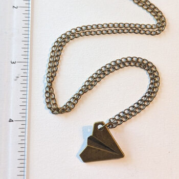 Origami Paper Airplane Pendant Necklace Antique Bronze - Image 3