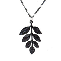 Leaf Branch Vintage Style Necklace Black