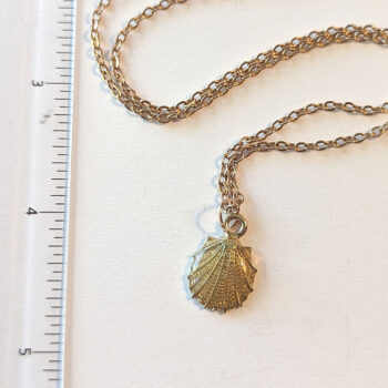 Golden Brown Enamel Scallop Shell Necklace Gold - Image 3