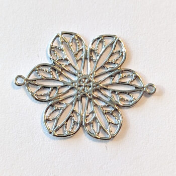 Filigree Flower Connector Antique Silver