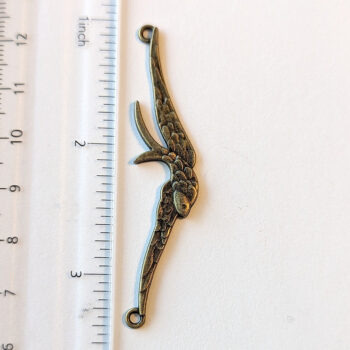 Long Soaring Bird Connector / Pendant Antique Bronze - Image 2