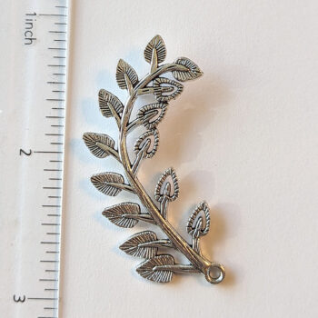 Curved Branch Hollow Leaf Pendant / Connector Antique Silver - Image 2