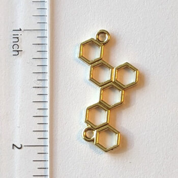 Bee Honey Comb Hive Pendant / Connector Gold - Image 2