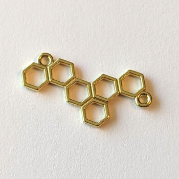 Bee Honey Comb Hive Pendant / Connector Gold